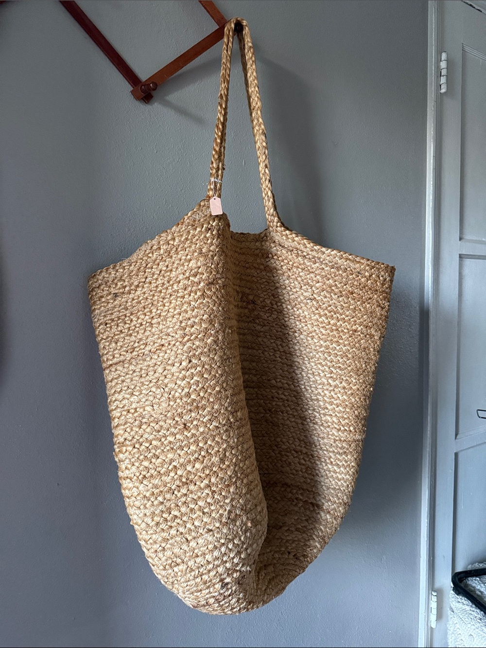 Natural Woven Straw Tote Bag - Neutral Large - Picture 4 of 8